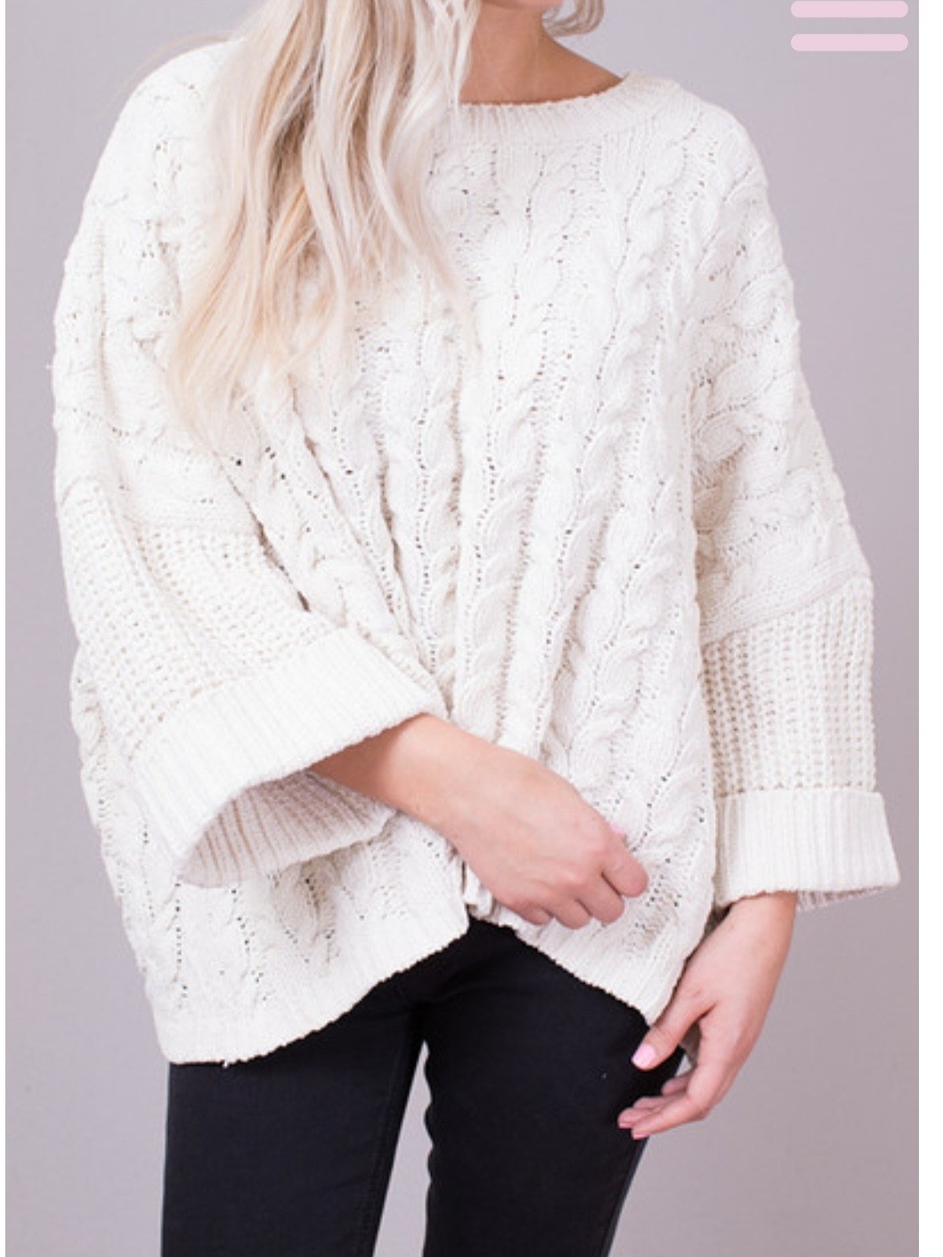 Pol Chunky Cable Knit Sweater - Ivory